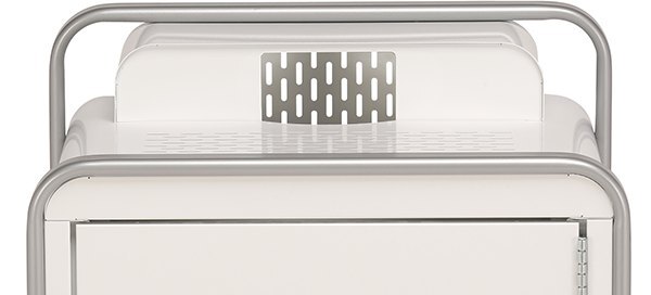 closeup all metal construction bretford provision projector cart