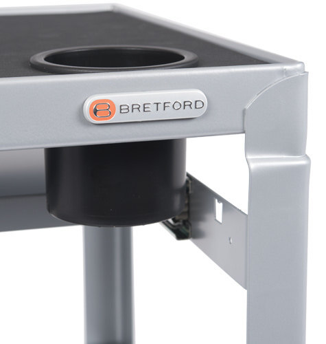 close-up view of the cup holder of a Bretford MIC Cart