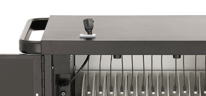 core x pre wired auxilary outlet bretford charging cart