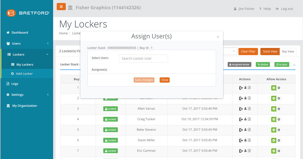 lockers stack assign user