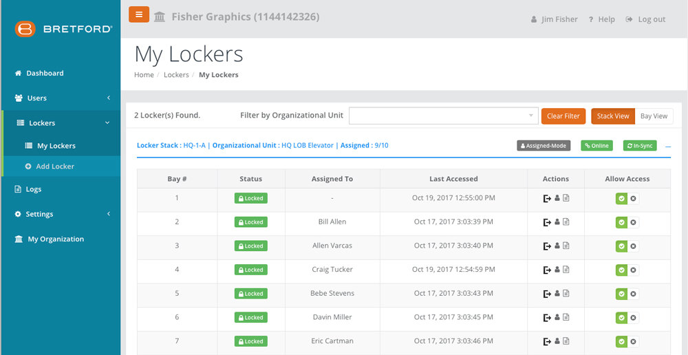 lockers stack assign
